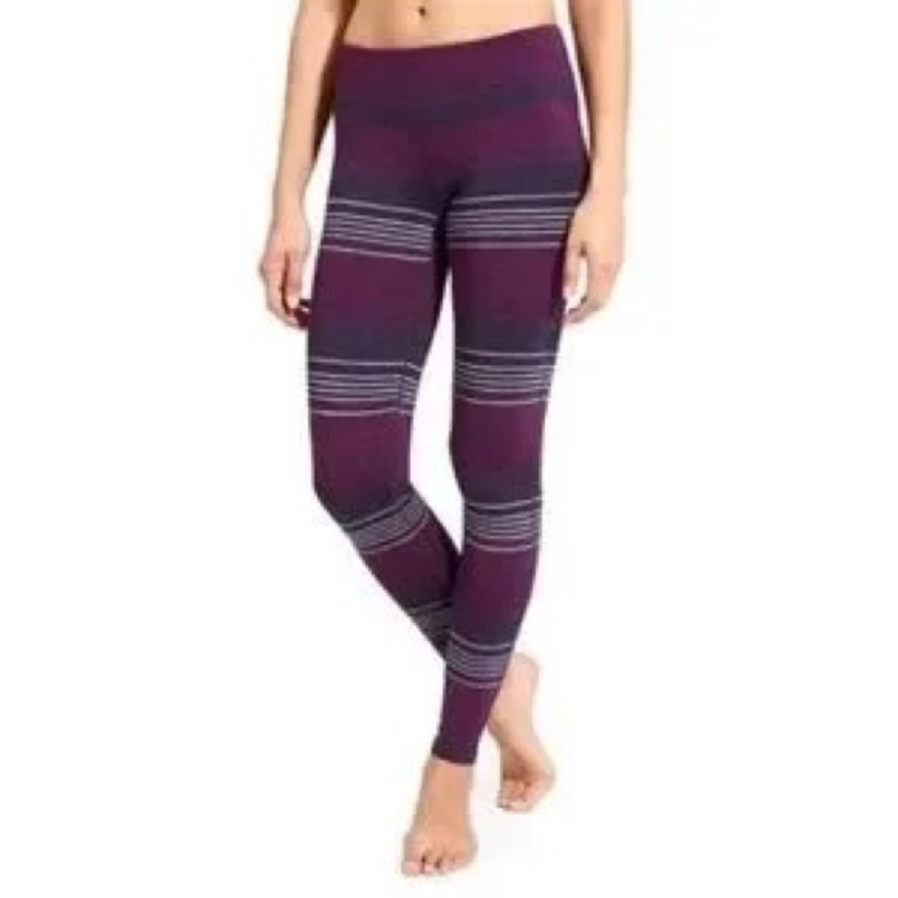Athleta Chaturanga Leggings Purple Colorblock Stripe Stretch Women’s size Small